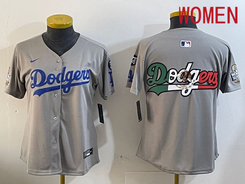 Women Los Angeles Dodgers Blank Grey Game 2024 Nike MLB Jersey style 12057